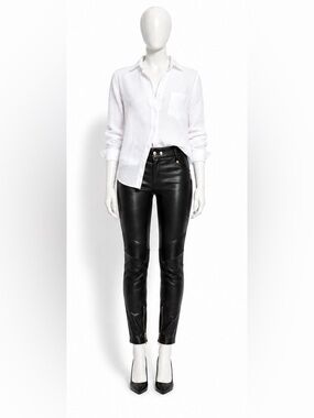 Balmain Black Leather biker pants NWT lowrise